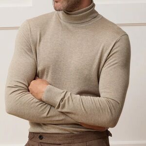 Todd Snyder Men's Silk Cashmere Turtleneck Sweater Baja Dunes